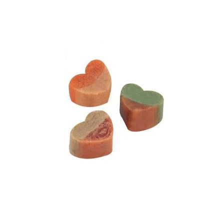 World of Pets Delicious Tasty Chicken Hearts for Dogs Multicoloured 1.5cm x 1cm 80g WP1447 | Made with Chicken-Spinach-Brocolli and Carrot | Low Fat | Ideal Treat or Reward | Easily Digestible | Over 55 Percent Real Meat and Vegetables | Resealable Pouch
