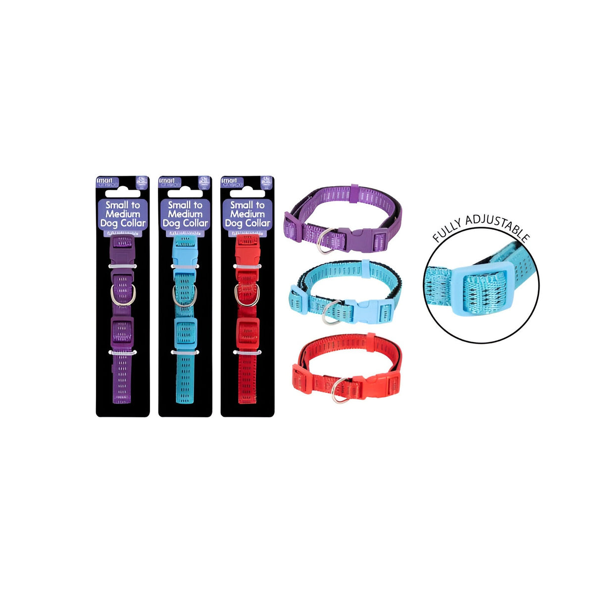 RSW Smart Choice Full Adjustable Dog Collar Assorted Colours Small to Medium 1.5cm x 28cm-40cm Pack of 1 SC1809