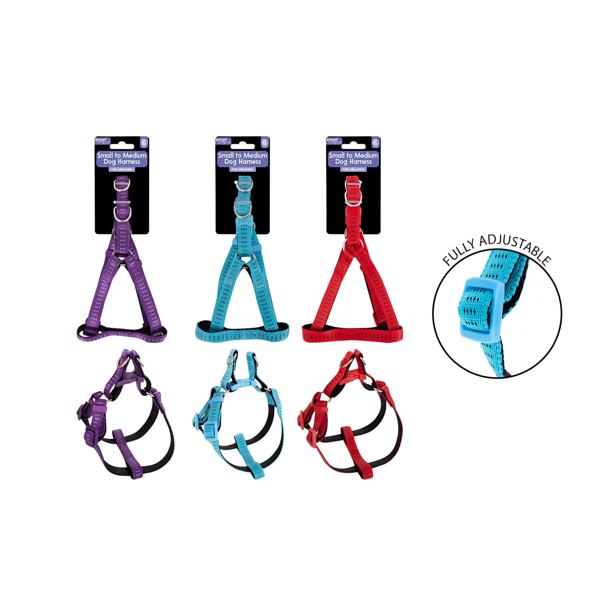 RSW Smart Choice Fully Adjustable Dog Harness Assorted Colours Small to Medium 1.5cm x 32cm-40cm Pack of 1 SC1813