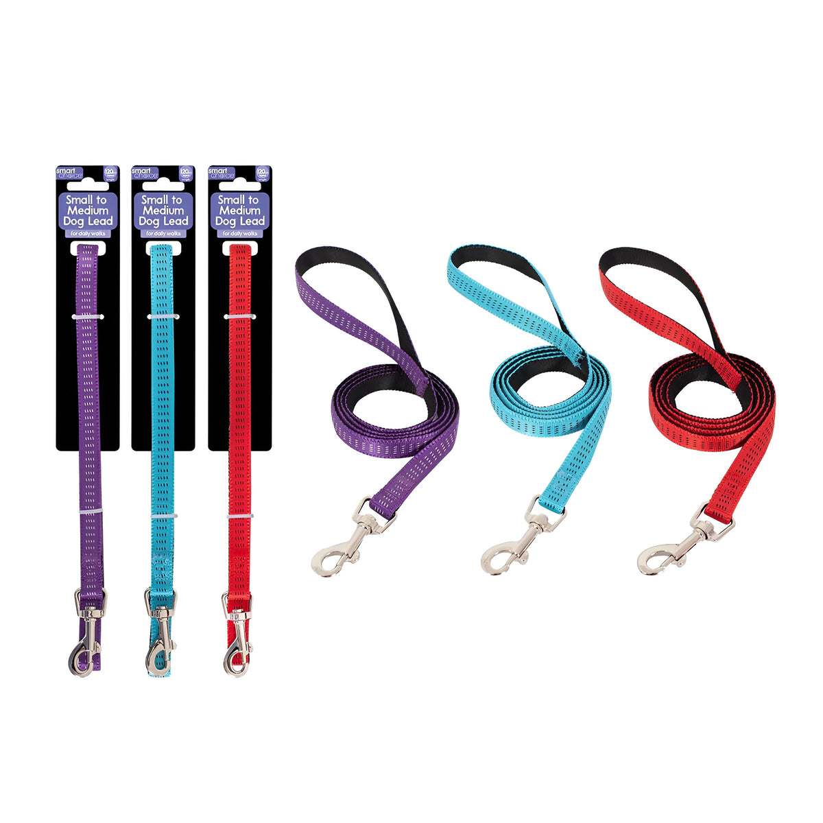 RSW Smart Choice Dog Lead Assorted Colours Small to Medium 1.5cm x 120cm Pack of 1 SC1811 | For Daily Walks