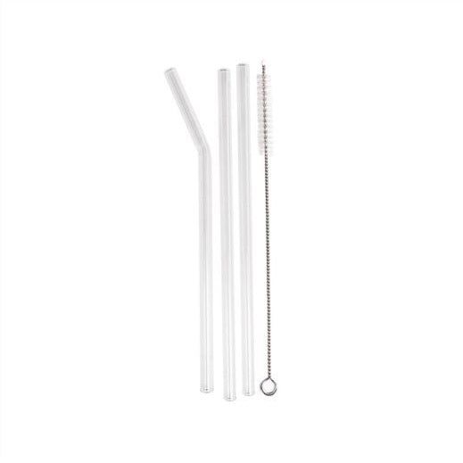RSW Reusable Glass Straws with Cleaning Brush Clear 20cm Pack of 3 AM4325 | Eco-Friendly | For Hot and Cold Drinks | BPA-Free | Durable and Stain-Resistant | Includes Straight and Bent Straws