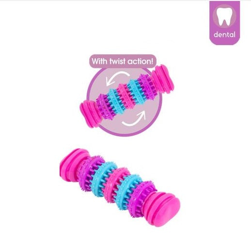 RSW Smart Choice Rubber Bone Toy with Twist Action for Dogs Assorted Colours 15cm x 5cm Pack of 1 SC1579 | Great for Dental Care | Lightweight and Robust Rubber | Helps to Maintain Dental Hygiene | Great for Games of Throw and Fetch