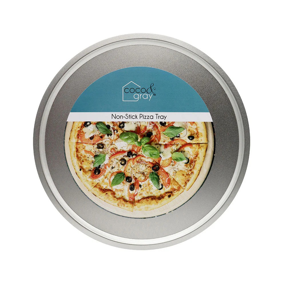 Coco and Gray Non-Stick Pizza Tray Silver 32.5cm x 0.8cm AM4341 | Heat Resistant Up To 260 Degree Celsius
