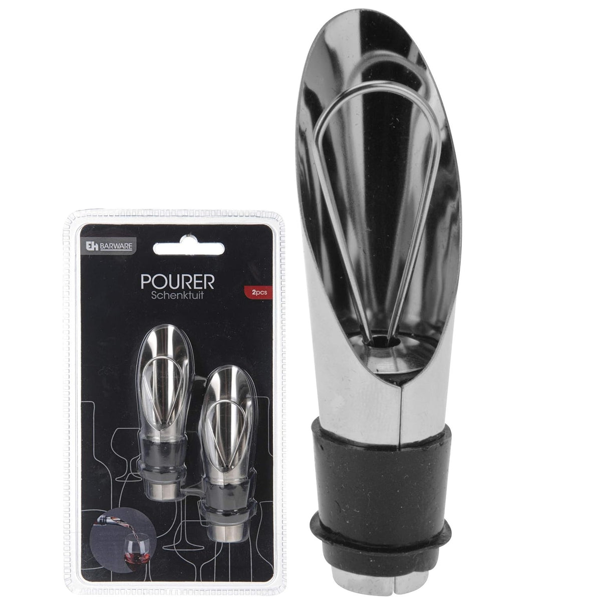 EH Barware Stainless Steel Drink Pourer Set Chrome 2-Piece 170422580