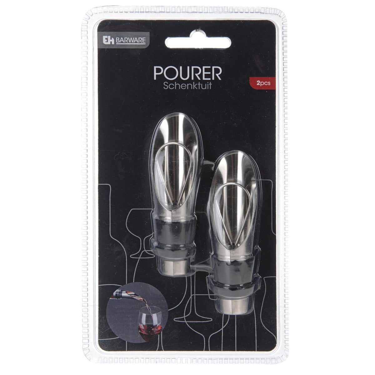 EH Barware Stainless Steel Drink Pourer Set Chrome 2-Piece 170422580