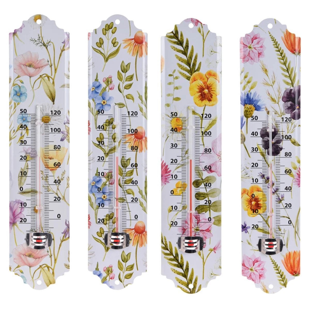 Pro Garden Floral Design Wall Mounted Metal Garden Thermometer Assorted 29.5cm 836010860
