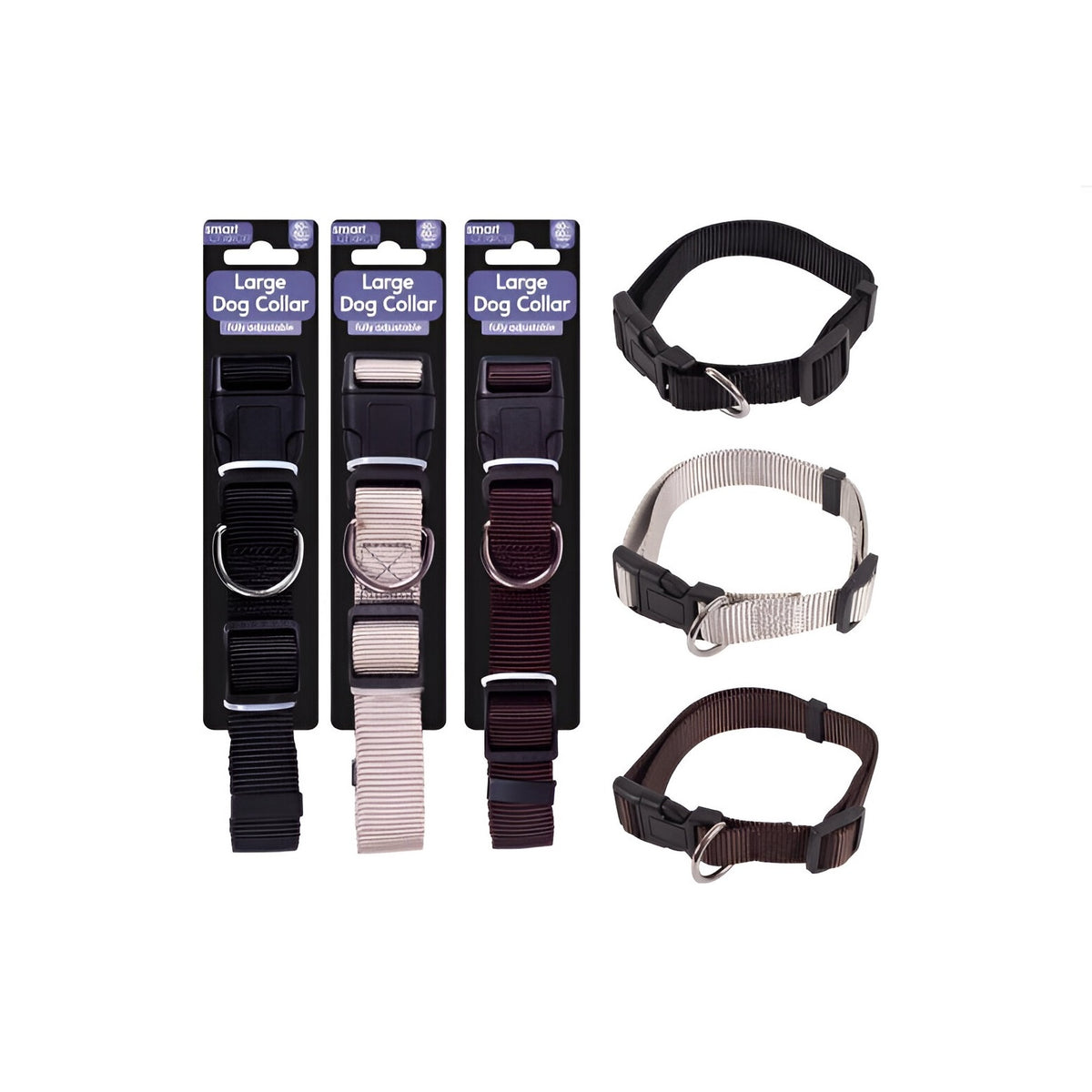 RSW Smart Choice Fully Adjustable Dog Collar Assorted Colours Large 2.5cm x 40cm-60cm Pack of 1 SC644