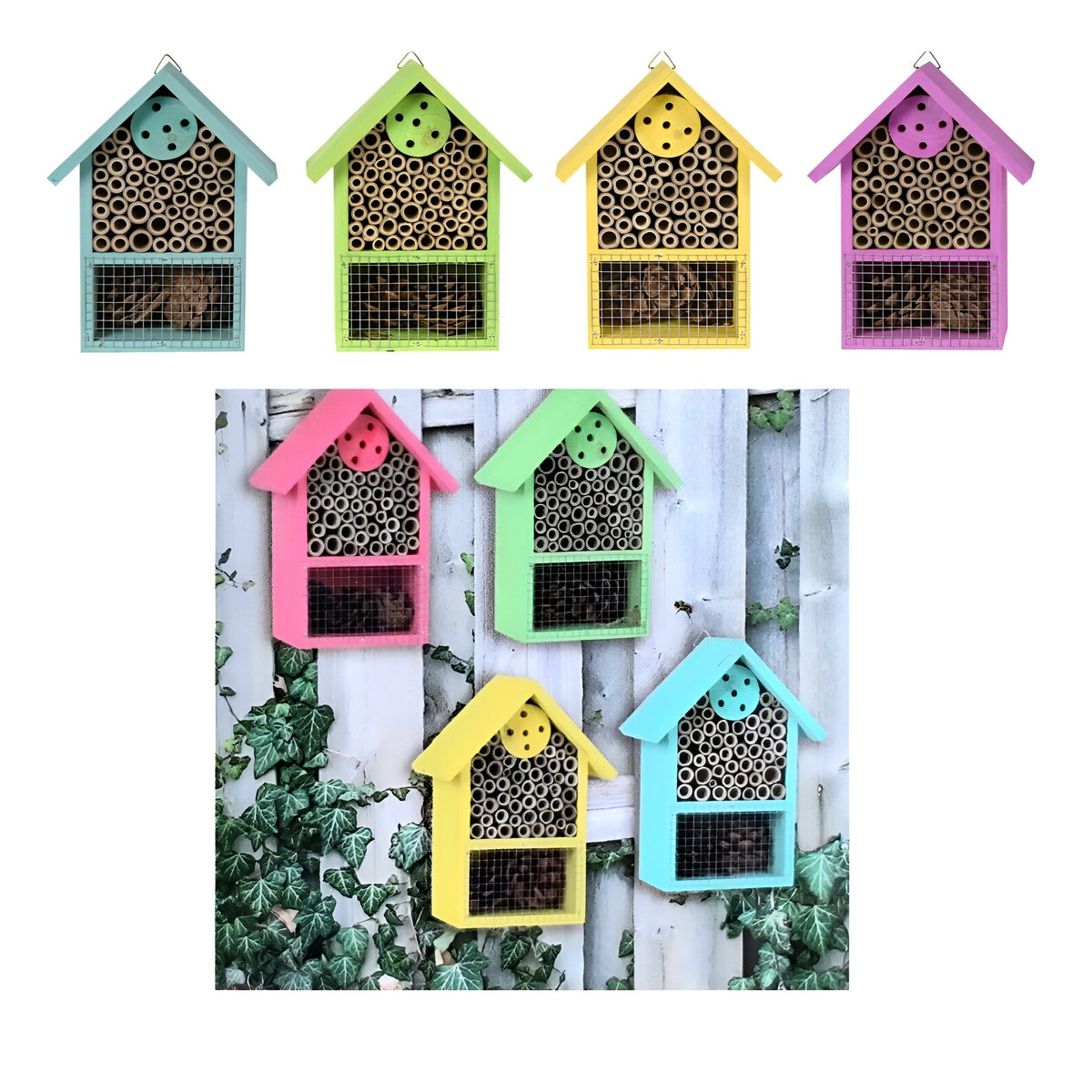 Wooden Insect Hotel Assorted Colours 20cm x 15cm x 8cm Pack of 1 VH2000110