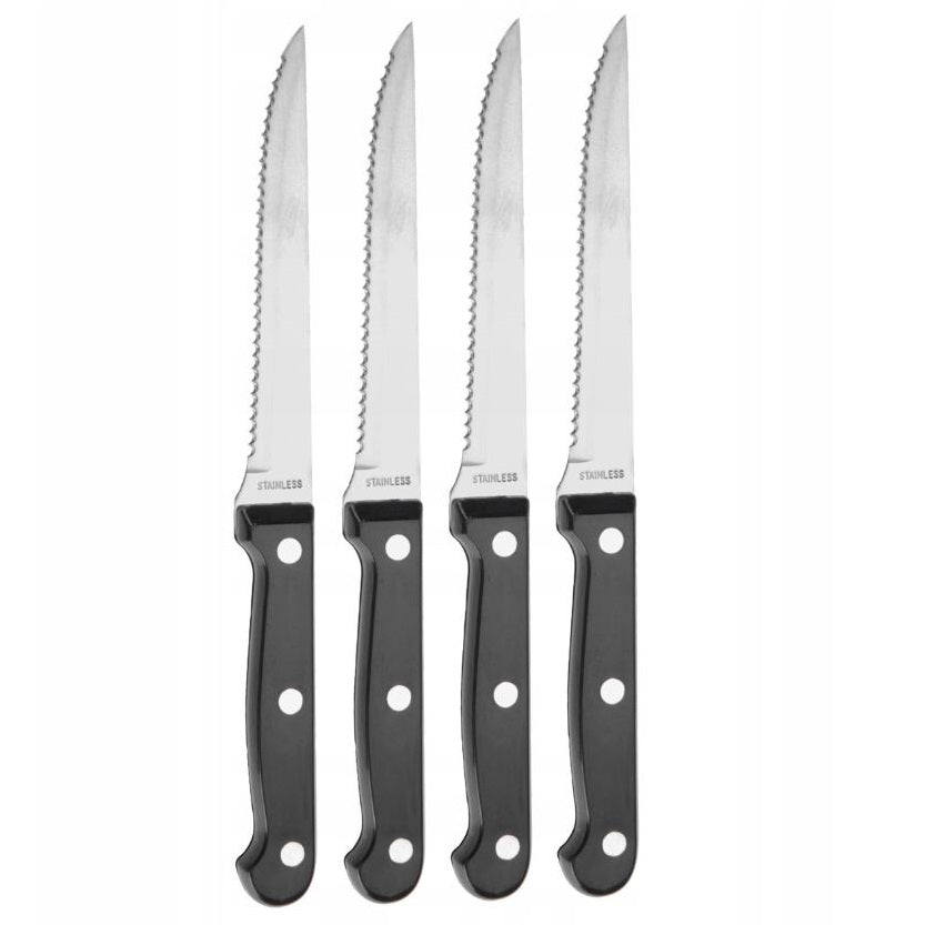 Excellent Houseware Stainless Steel Steak Knife Set Black and Chrome Pack of 4 404002570