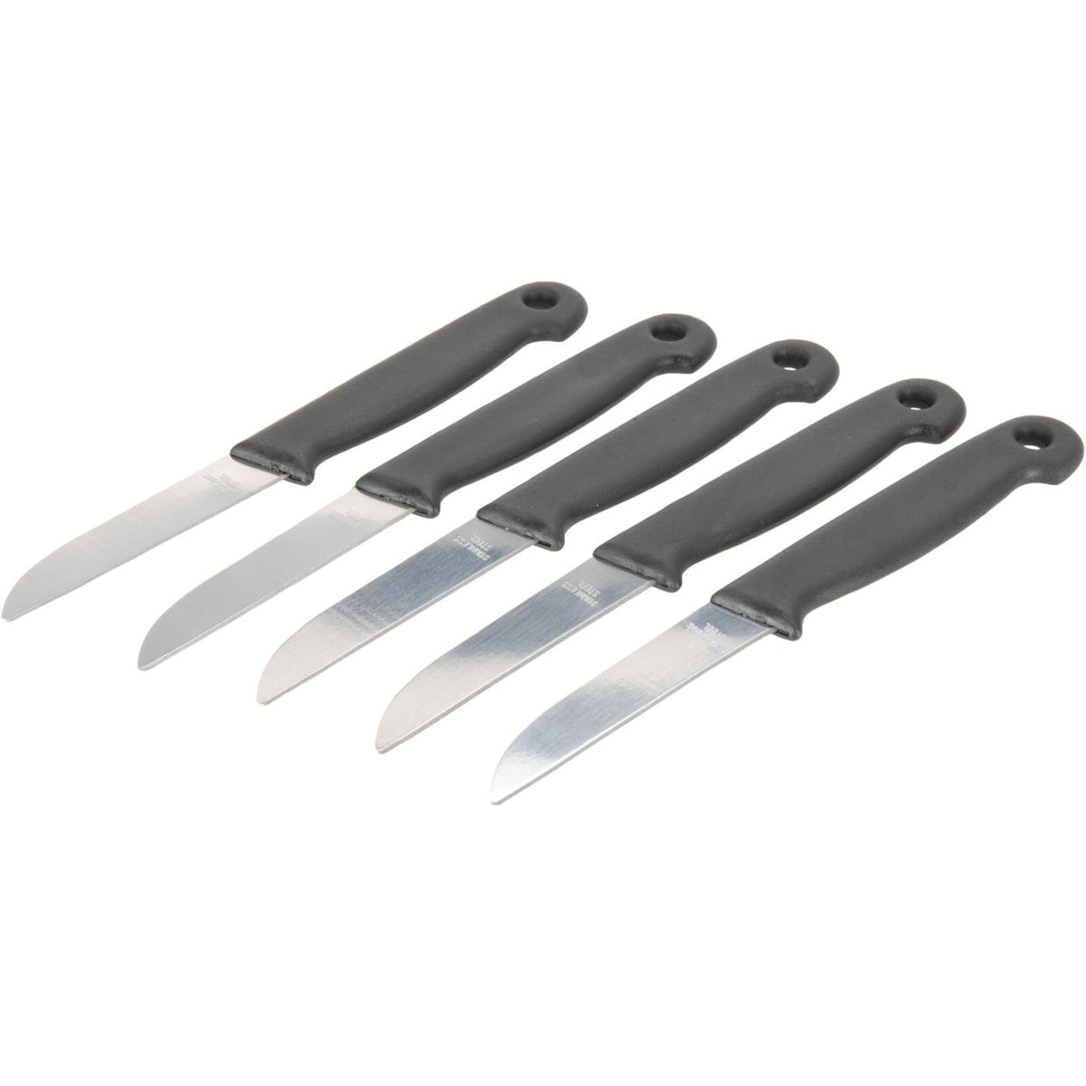 Excellent Houseware Stainless Steel Peeling Knife Set Black and Chrome Pack of 5 C80281106