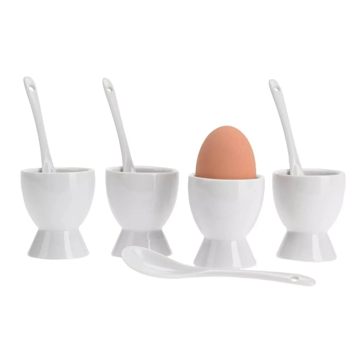 Excellent Houseware Egg Cups and Spoons Set White 8-Piece 101004860