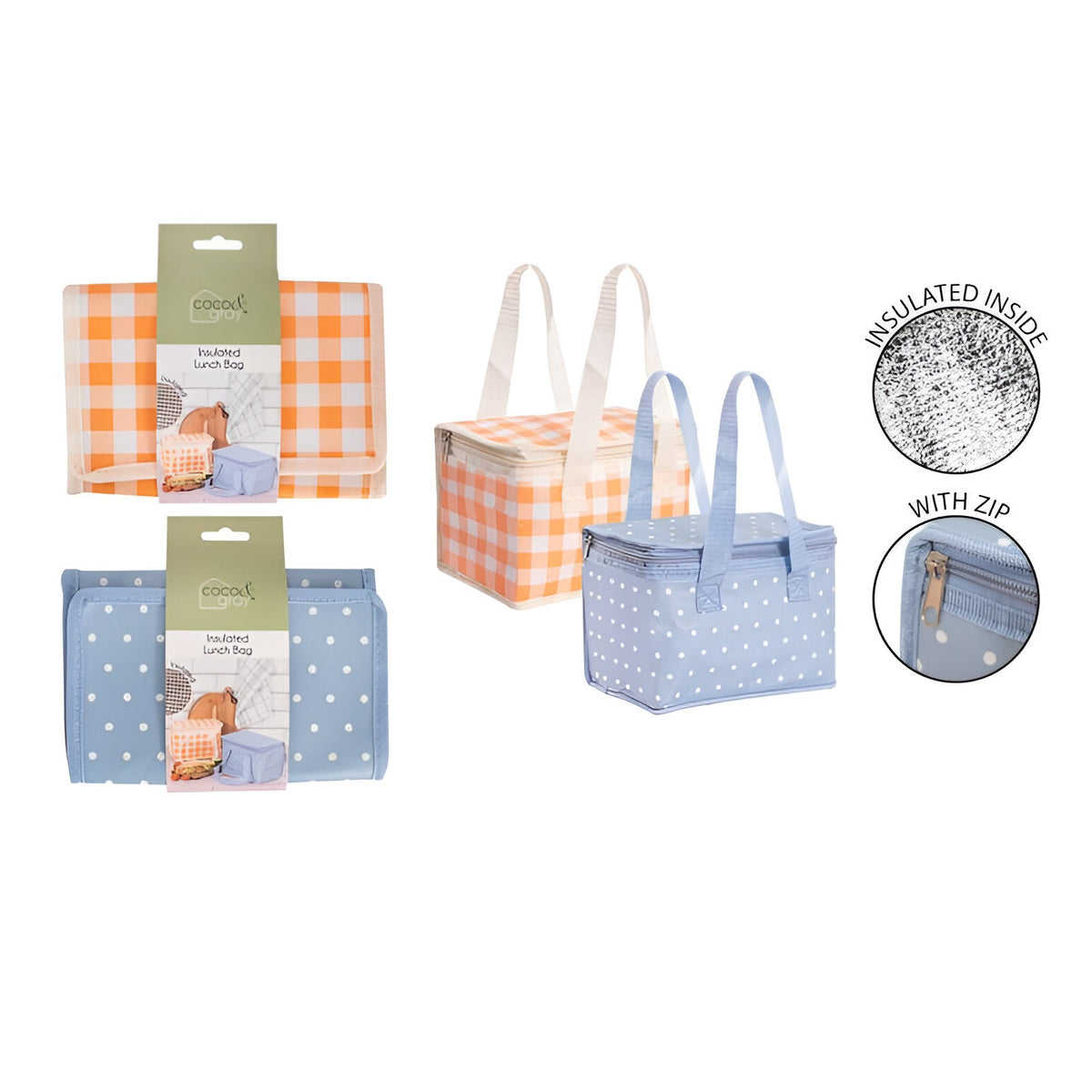 RSW Coco and Gray Insulated Lunch Bag Assorted 21cm x 14cm x 15cm Pack of 1 AM0078