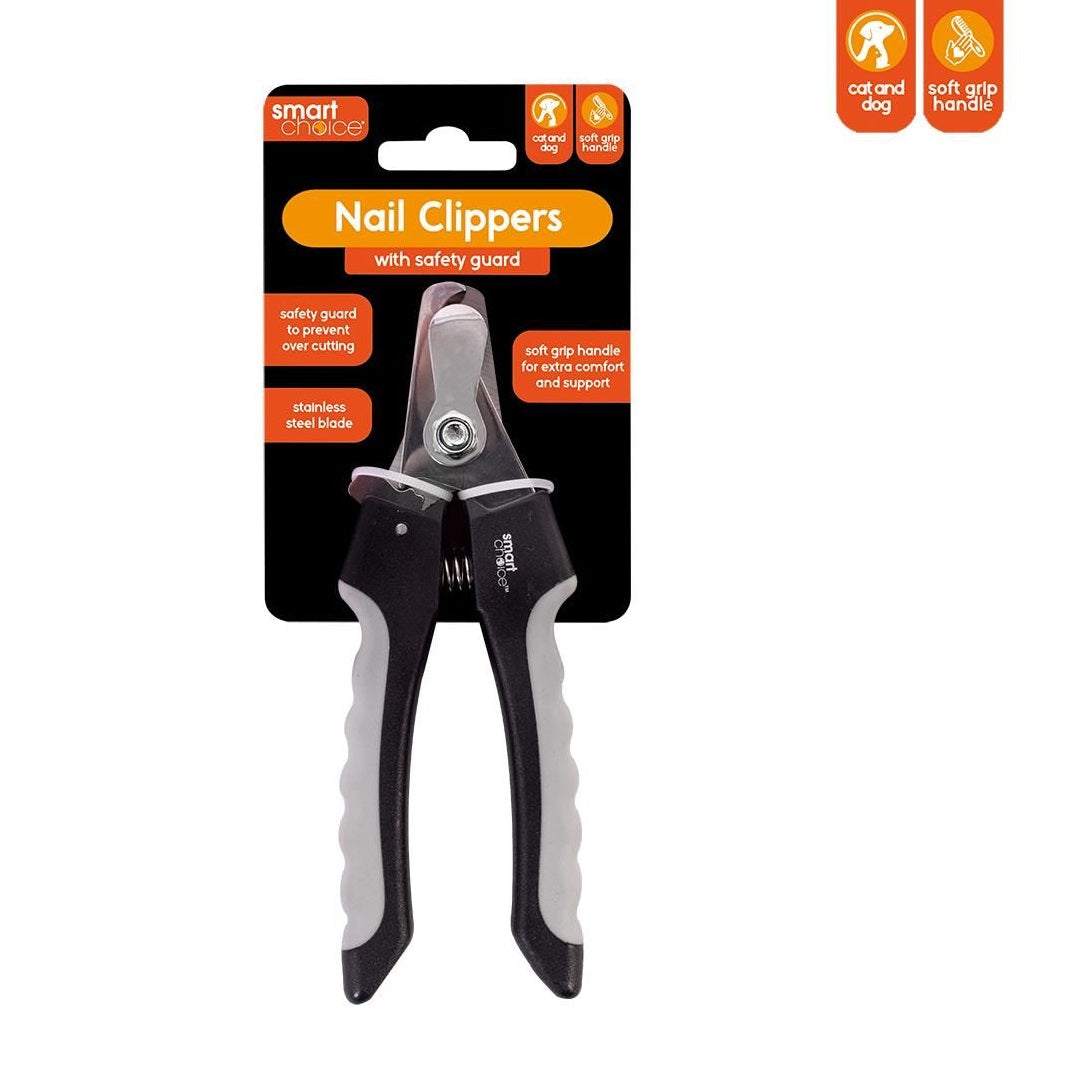 RSW Smart Choice Nail Clippers with Safety Guard for Dogs and Cats Grey and Black 16.5cm SC1081 | Soft Grip Handle for Extra Comfort and Support | Safety Guard to Prevent Over Cutting | Stainless Steel Blades | Keeps Pets Claws Trim and Tidy
