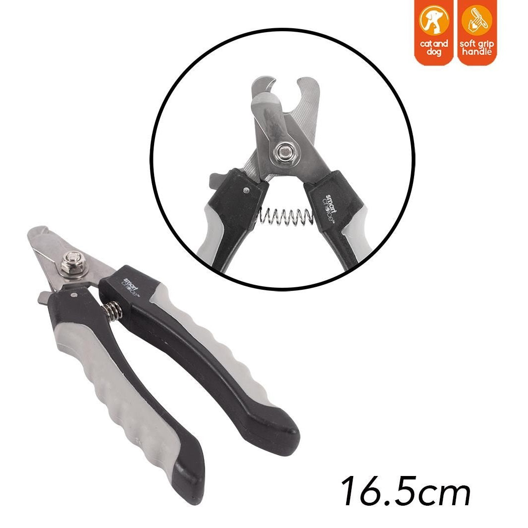 RSW Smart Choice Nail Clippers with Safety Guard for Dogs and Cats Grey and Black 16.5cm SC1081 | Soft Grip Handle for Extra Comfort and Support | Safety Guard to Prevent Over Cutting | Stainless Steel Blades | Keeps Pets Claws Trim and Tidy