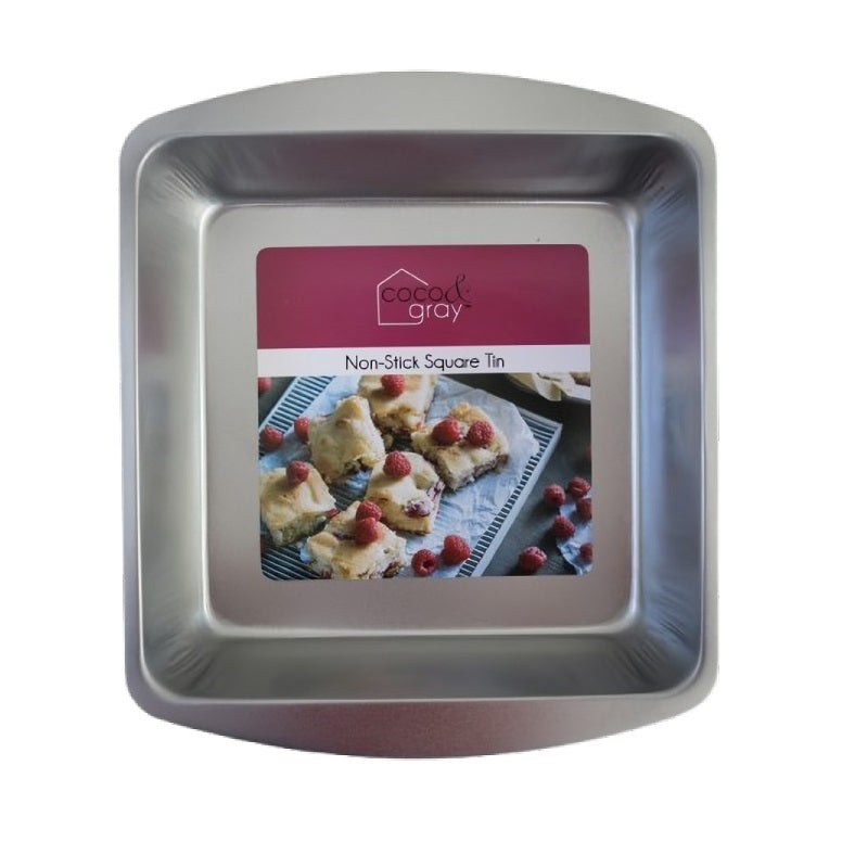 RSW Coco and Gray Square Brownie Tin Silver 9-Inch AM4336