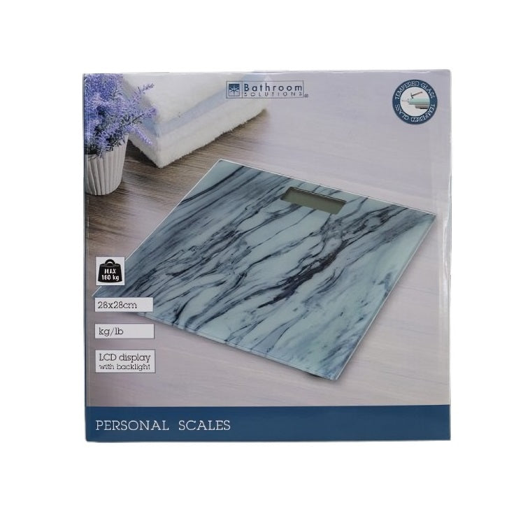 Bathroom Solutions Personal Glass Scale Assorted Colours 28cm x 28cm YN1200200 | Max 180Kg | LCD Display with Backlight