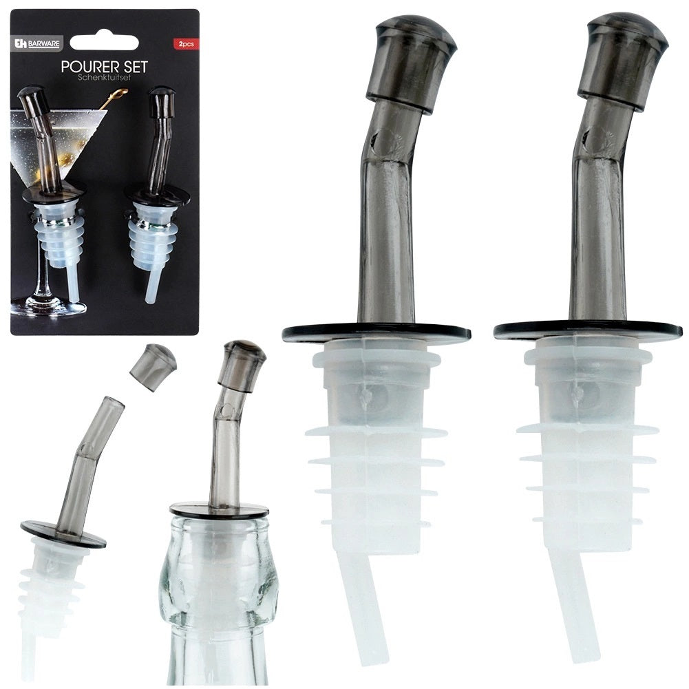 EH Barware Drink Dispenser and Pourer Set Black and White 2-Piece CY5657150