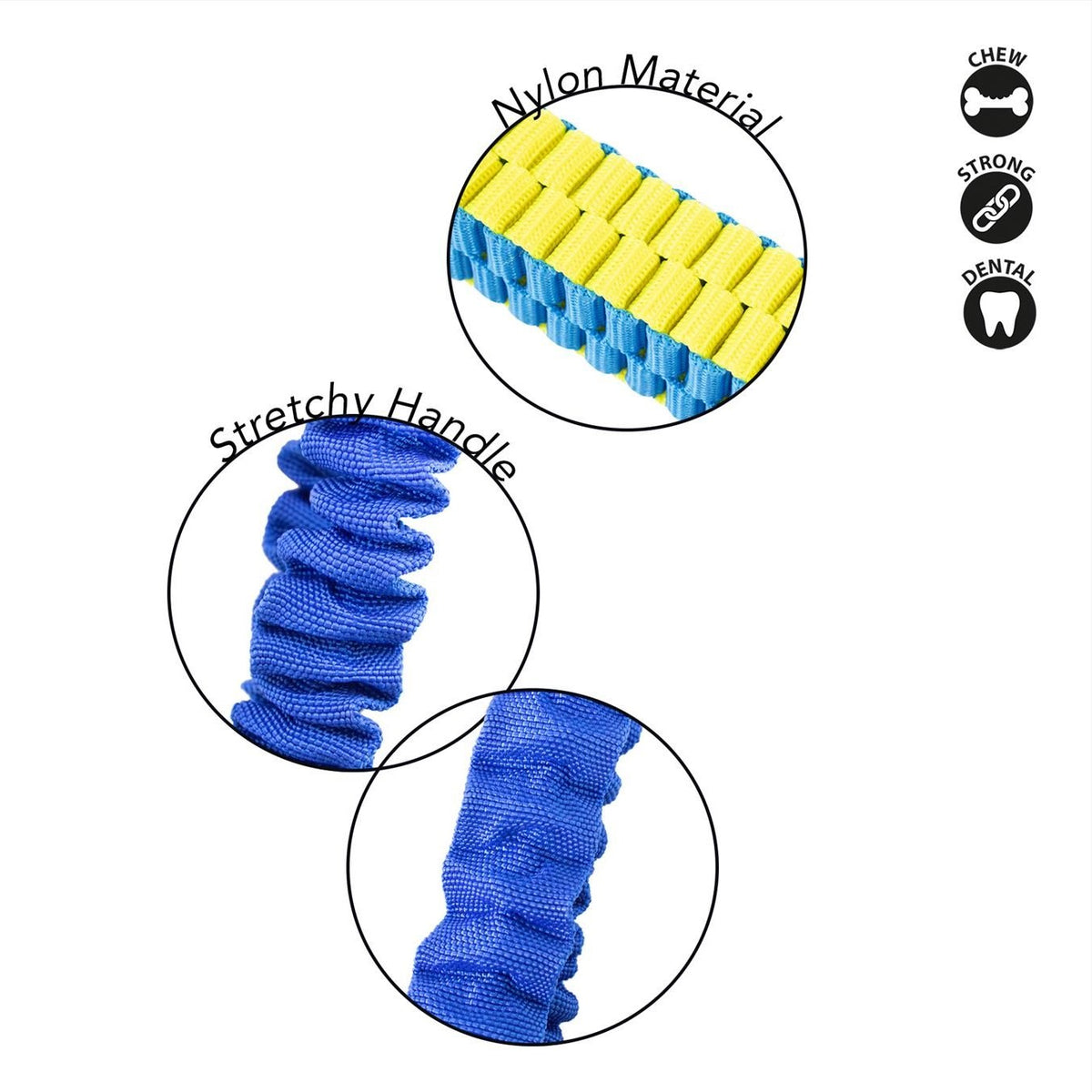 RSW Smart Choice Stretchy Handle Bungee Woven Rope Tug Dog Toy Multicoloured 55cm SC1336 | Robust and Lightweight | Chew Toy | Great for Indoor and Outdoor Games | Great for Tug and Pull Game | Promotes Dental Hygiene