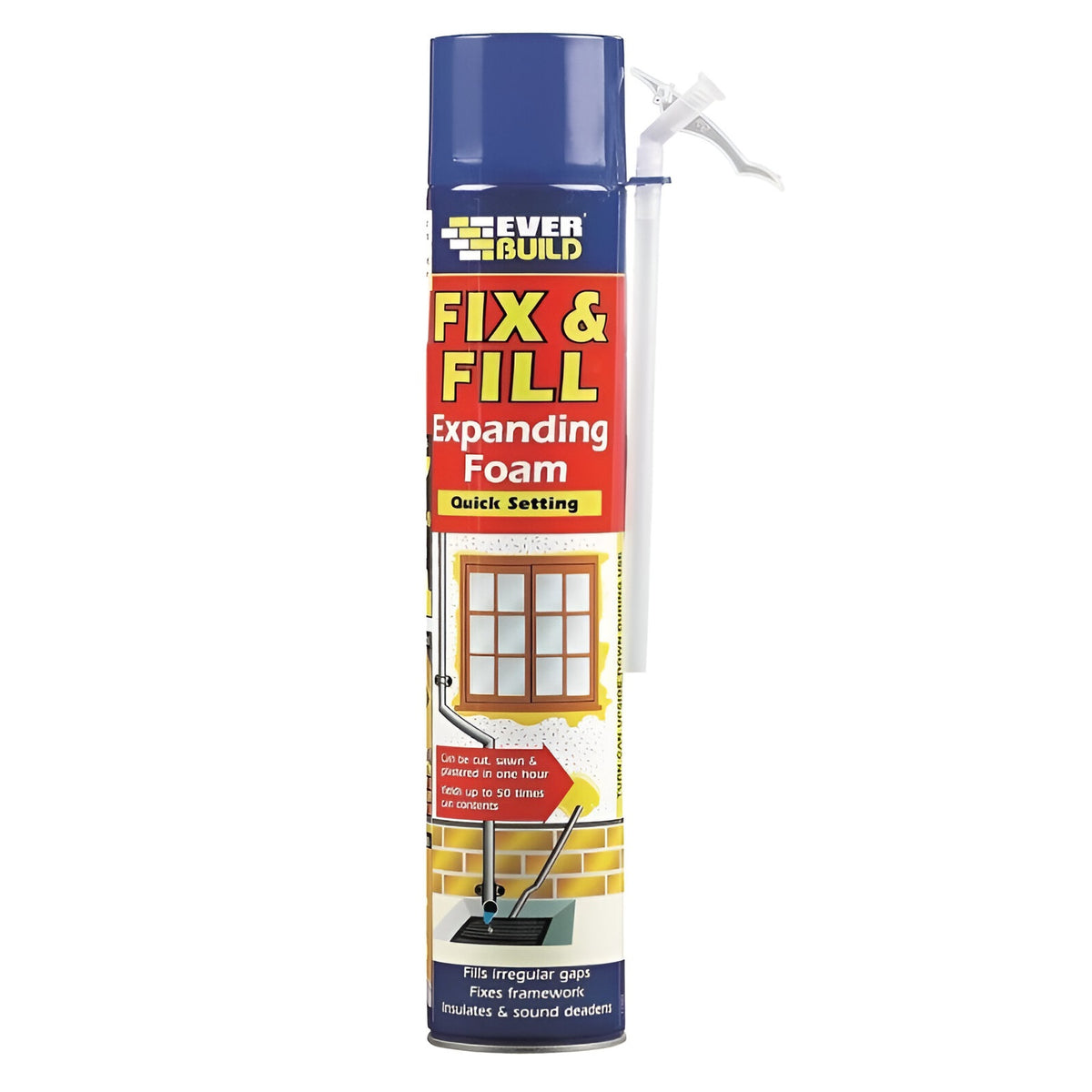 Everbuild Fix and Fill Expanding Foam Filler Multicolour 750ml EVFF7 | Quick Setting | Fills Irregular Gaps | Fixes Framework | Insulates and Sounds Deadens