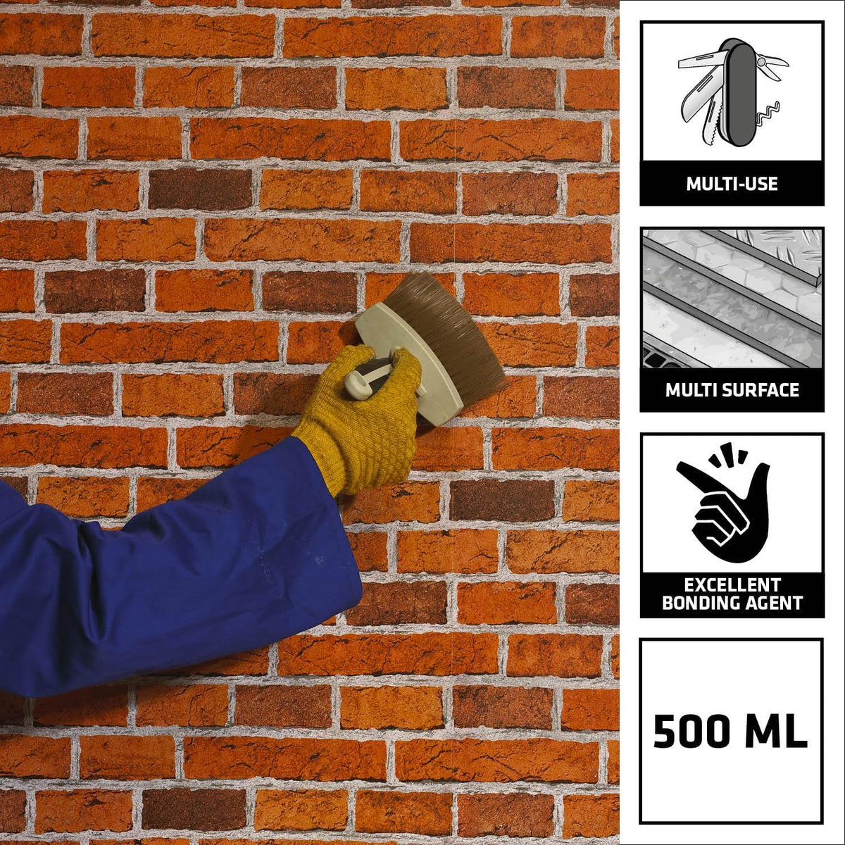 Everbuild 501 Universal P.V.A. Bond Yellow 500ml PVA05L | Multi Purpose Adhesive - Sealent and Admixture | Bonds to Most Building Materials | Ideal as a Primer on Porous Surfaces | Fully Conforms to BS5270