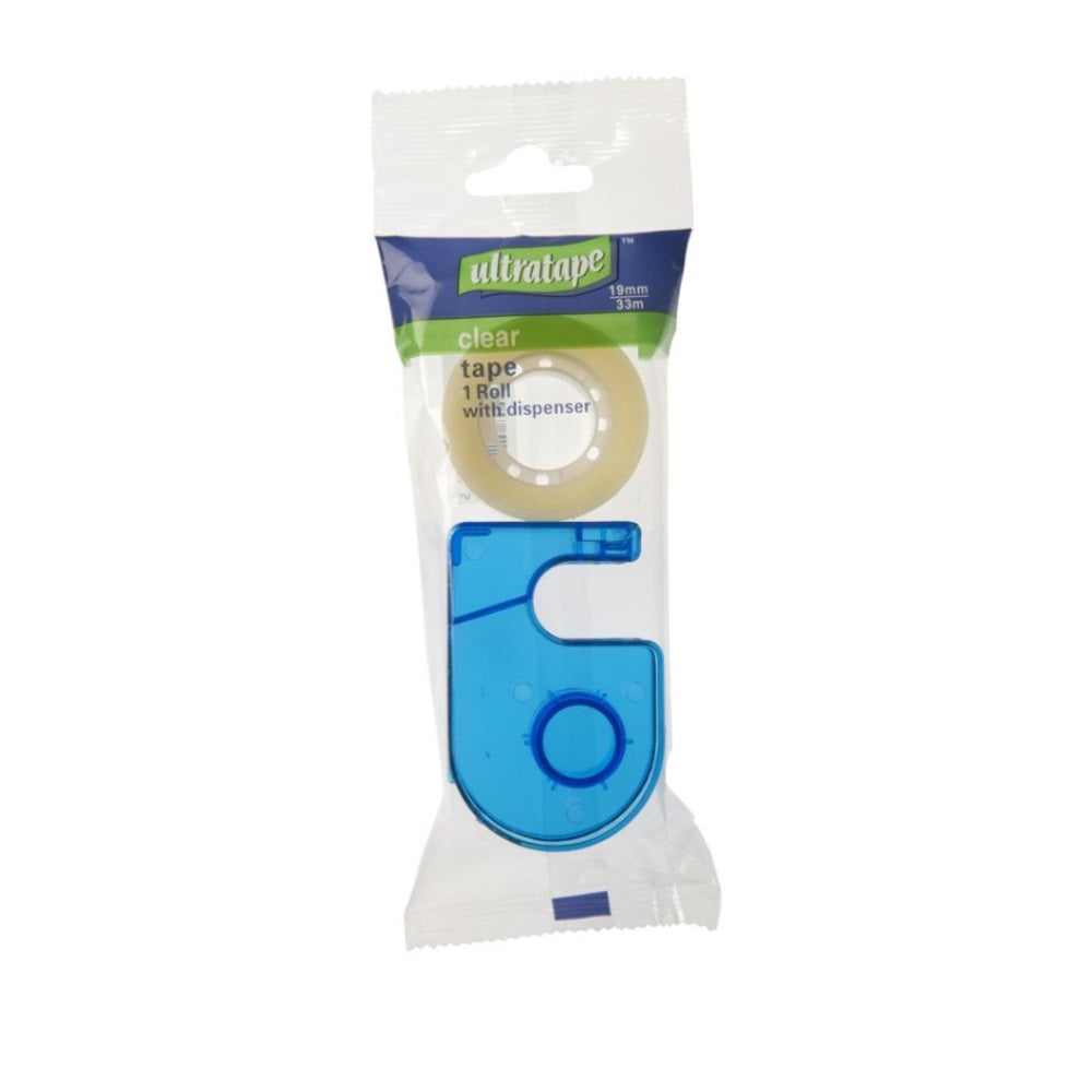 Ultratape Tape Roll with Dispenser Clear 19mm x 33Mtr RT03271933 | For Office-School and Home Use