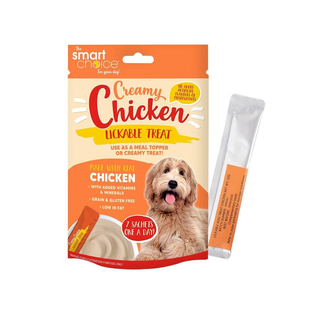 RSW Smart Choice Creamy Chicken Lickable Dog Treat 84g Pack of 7 SC1709 | With Added Vitamins and Minerals | Grain and Gluten Free | Low in Fat