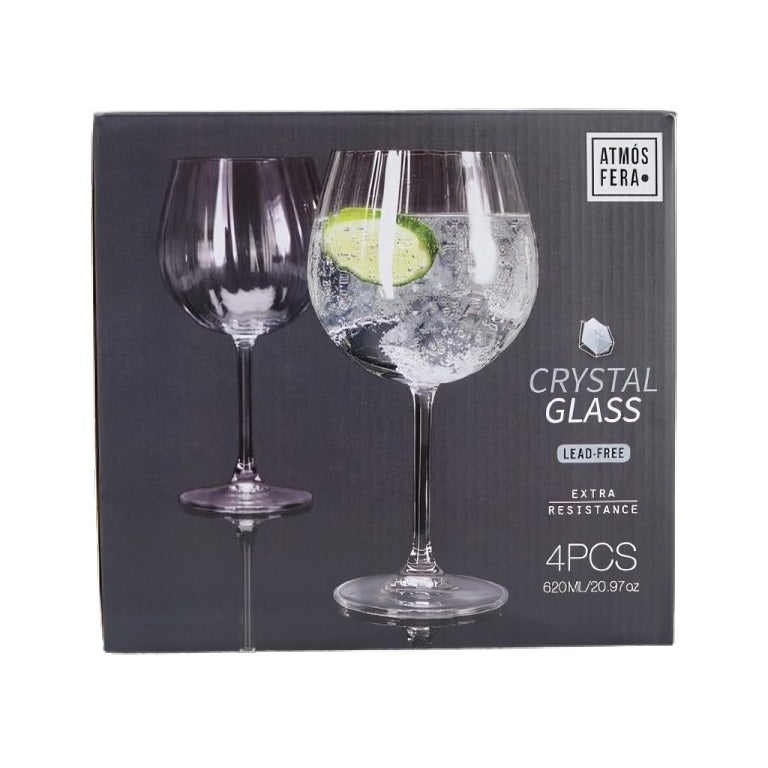 Atmos Fera Lead Free Crystal Gin Tonic Glasses Clear 620ml Pack of 4 SR4000170 | Extra Resistance