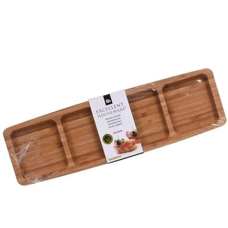 Excellent Houseware Bamboo Serving Platter Natural 33cm x 10cm x 1.8cm 784610220