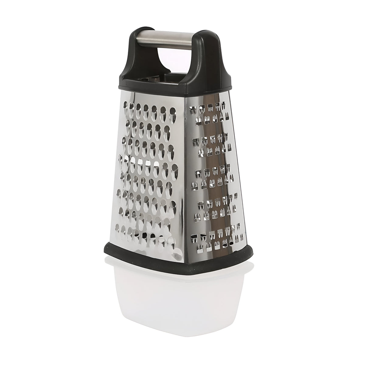 Excellent Houseware Stainless Steel Grater with Lid Container Silver and Black Pack of 2 170458320
