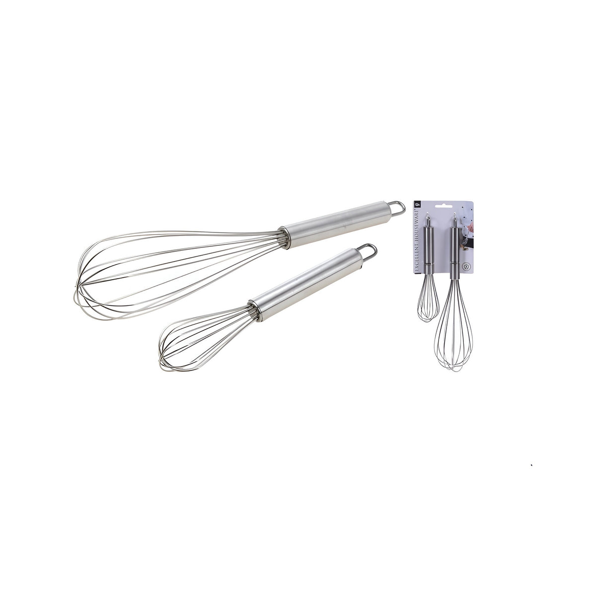 Excellent Houseware Stainless Steel Whisk Set Chrome Pack of 2 170411460