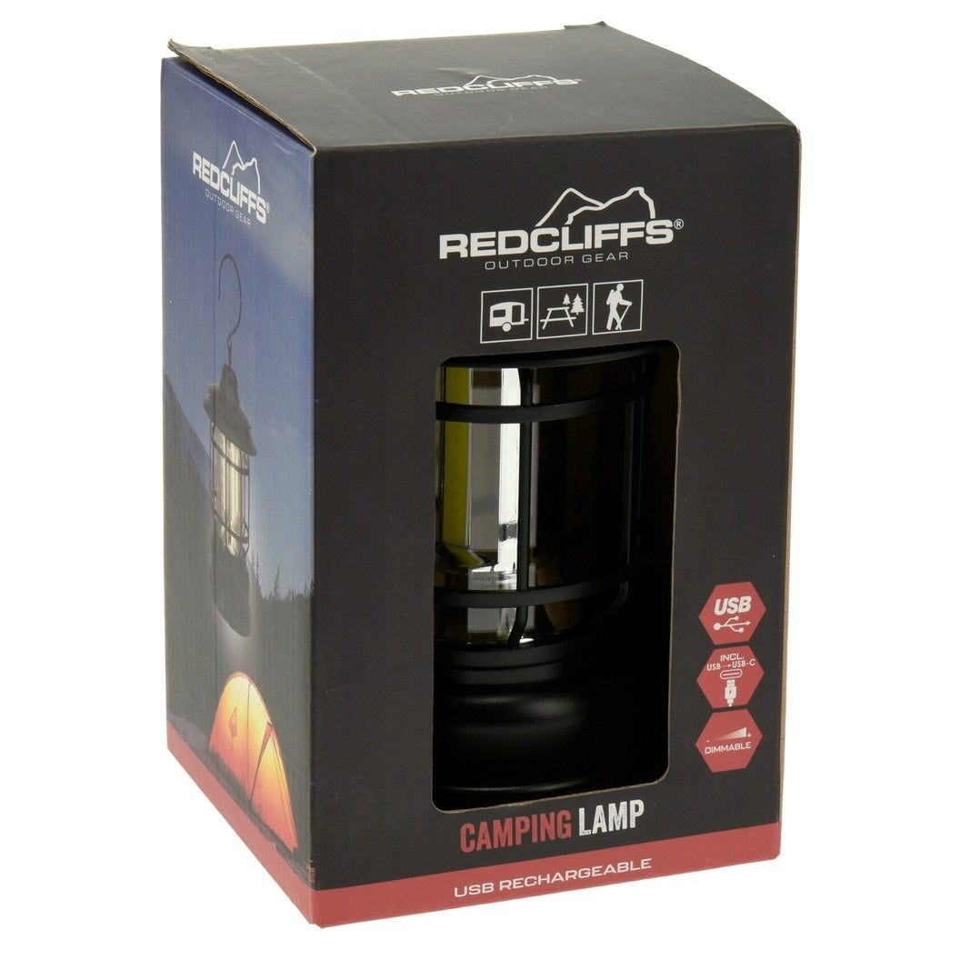 Redcliffs USB Rechargeable COB LED Dimmable Camping Lamp Black C22005010