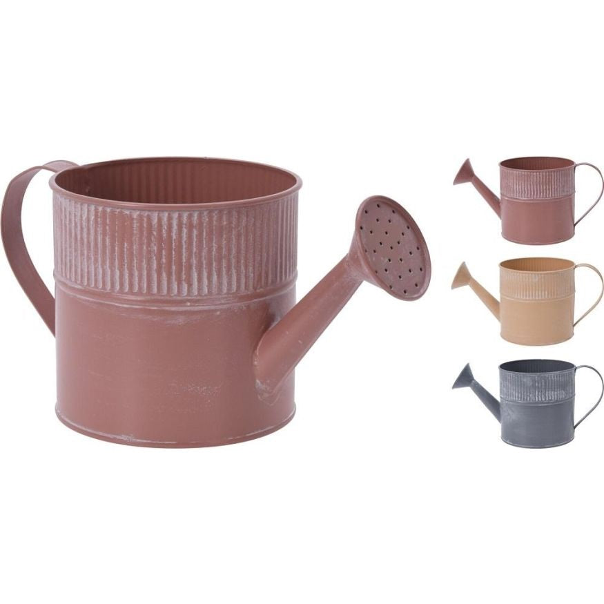 Ribbed Watering Can Shaped Plant Pot Assorted Colours FZ1001280