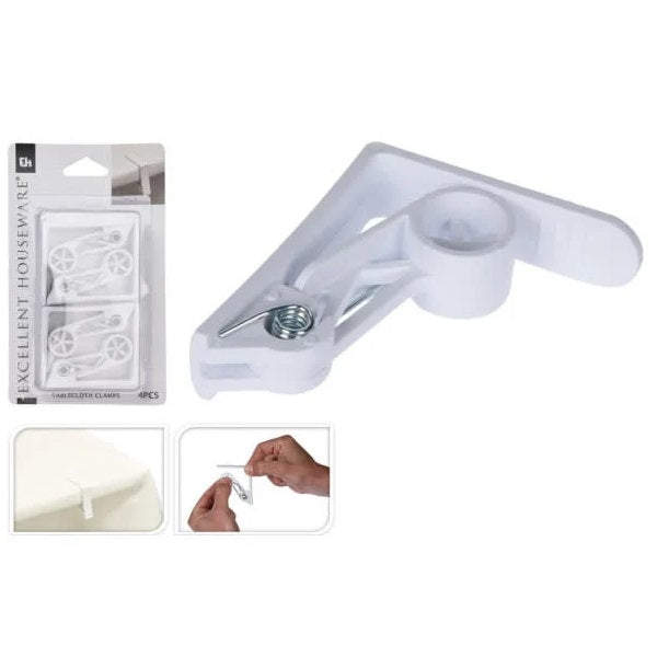 Excellent Houseware Table Cloth Clamps White Pack of 4 24000760