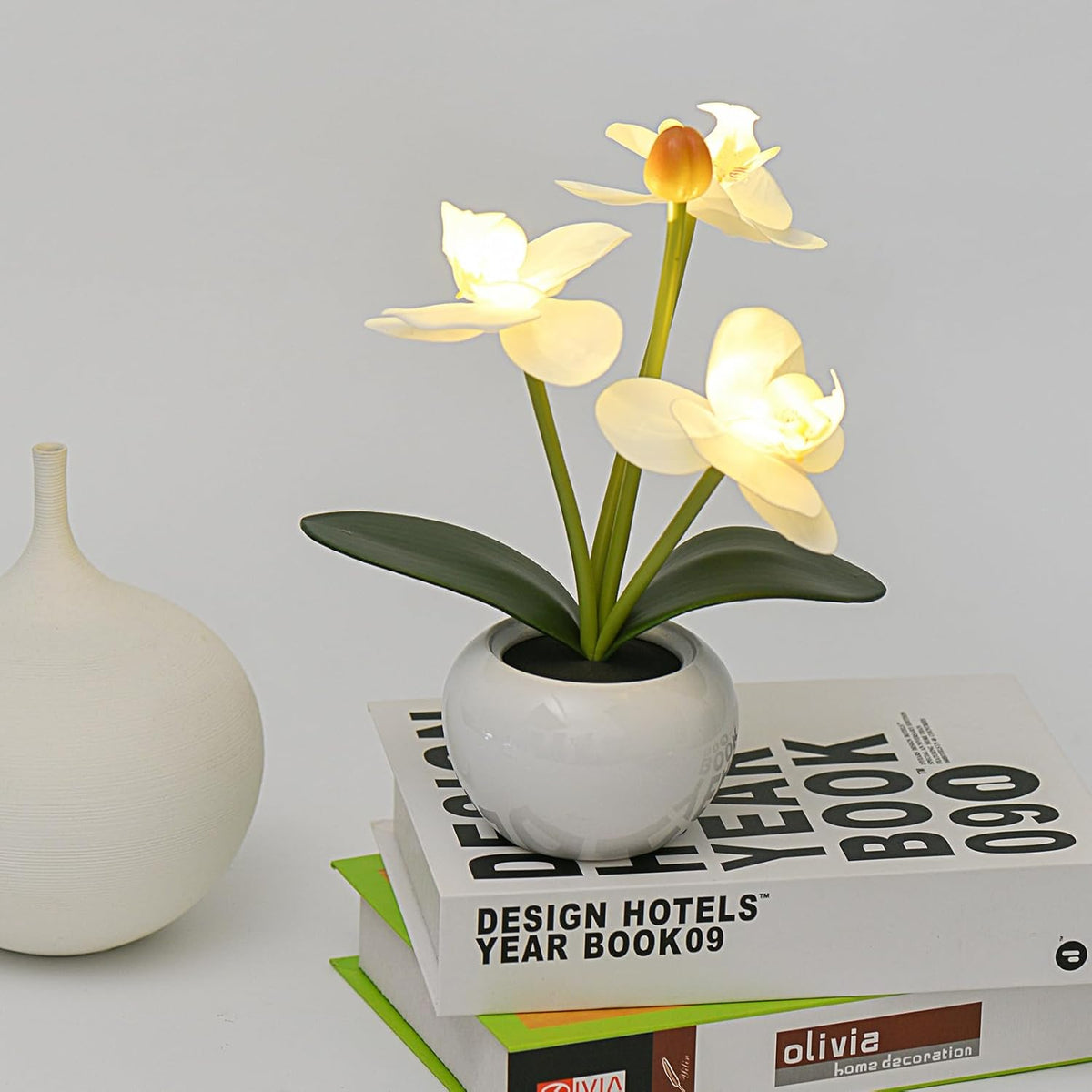 Artificial LED Flower with Pot Assorted Colours 9cm x 25cm Pack of 1 HZ1240680 | Decorative Light-Up Faux Plant | Realistic Home Decor | For Bedroom-Living Room or Office