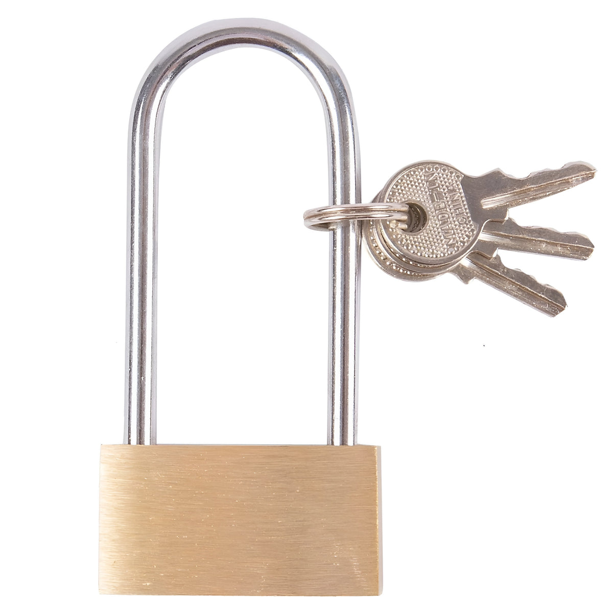 Blackspur Long Shackle Padlock Brass 38mm PD103 | With 3 Keys | Solid Brass Body