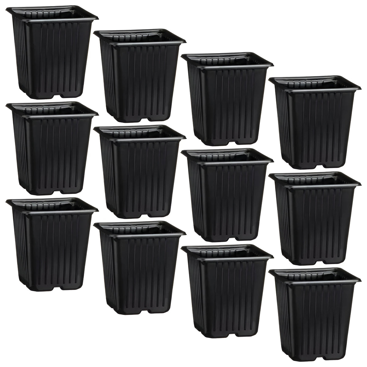 Green Blade Plant Pots Black 9cm x 9cm x 10cm Pack of 12 PP109 | With 4 Water Inlet Holes