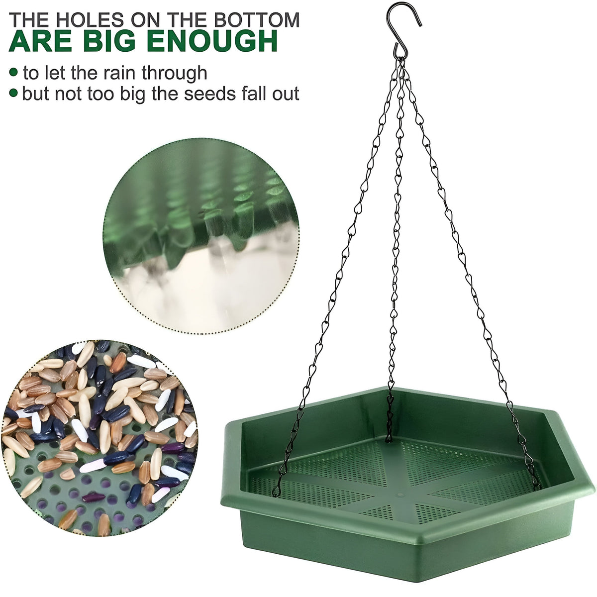 Redwood Leisure 2 in 1 Bird Feeder and Bath Navy Green BF128 | Easy to Hang and Refill