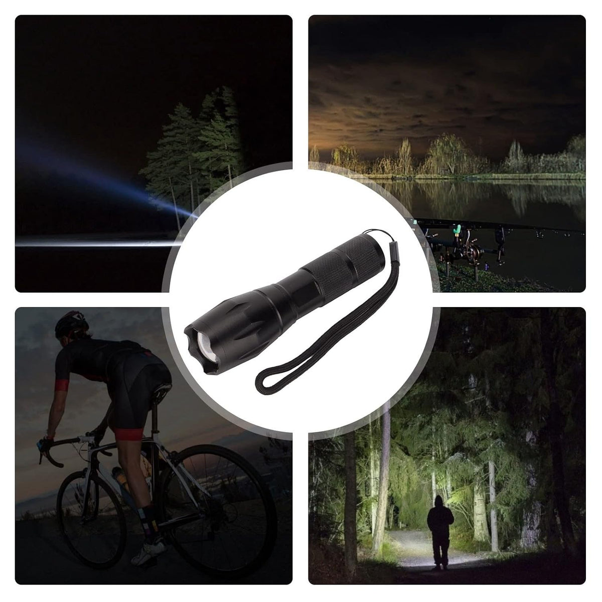 FX Tools Light Tactical LED Torch Flashlight Black 13cm CY8215460 | Zoomable Beam | 5 Light Modes | High Lumens | For Outdoor Adventure