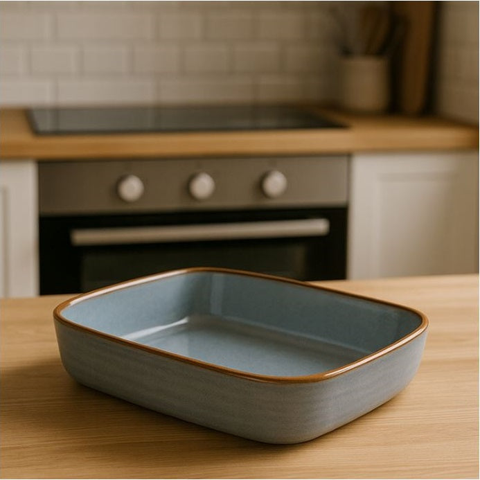 Stoneware Rectangular Oven Dishes Assorted Colours 850ml 23cm x 14cm x 5cm Pack of 1 Q51200690 | Ideal for Lasagna-Roasts and Casseroles | Dishwasher Safe