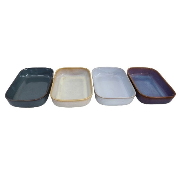 Stoneware Rectangular Oven Dishes Assorted Colours 850ml 23cm x 14cm x 5cm Pack of 1 Q51200690 | Ideal for Lasagna-Roasts and Casseroles | Dishwasher Safe