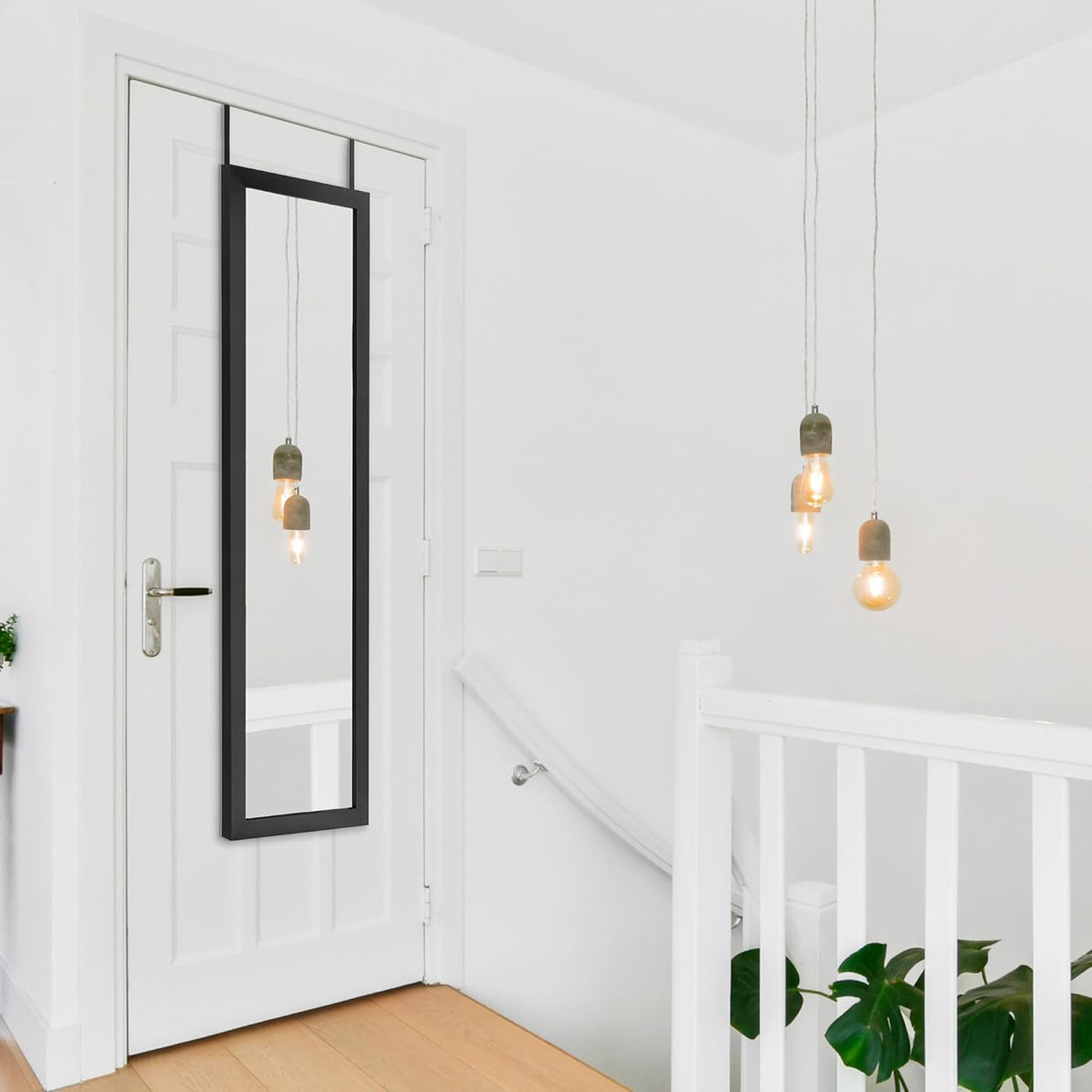 Trends 4 You Full Length Over Door Mirror with Frame Black 34cm x 94cm FL2100710 | Hanging Dressing Mirror | For Bedroom-Bathroom or Closet | Space-Saving Design | Easy Installation