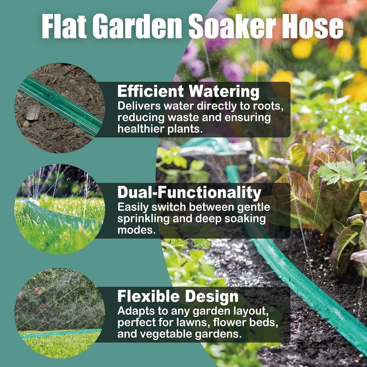 ProGarden Sprinkler Hose Green 15Mtr C22216770 | Irrigation Hose for Lawn-Plants and Borders | Even Water Distribution | Irrigation Sprinkler System