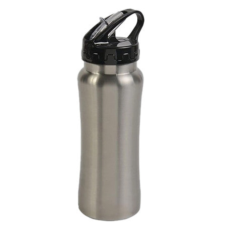 Excellent Houseware Stainless Steel Water Bottle with Black Lid Silver 500ml 997100480 | Leakproof Sports Bottle | BPA-Free