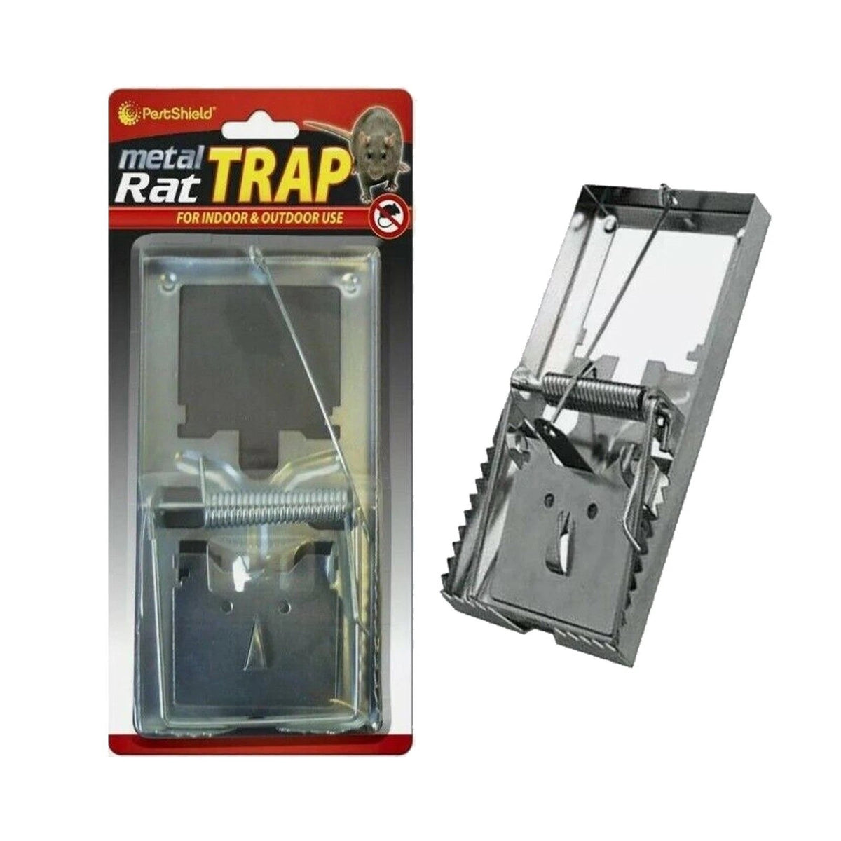 151 PestShield Metal Rat Trap Silver 12cm x 3cm x 23.5cm PS1002 | Heavy-Duty Reusable Snap Trap | For Indoor and Outdoor Use | Rodent Control Solution