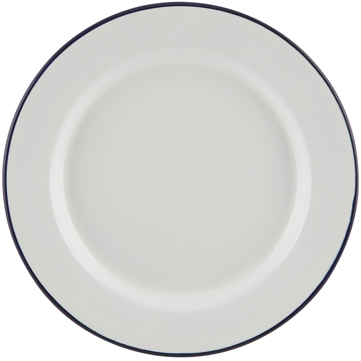 Falcon Enamel Dinner Plate with Blue Rim White 26cm 45026 | Durable and Lightweight | Plate for Indoor and Outdoor Use