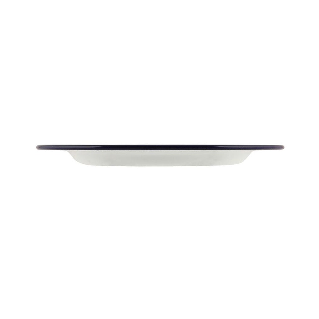 Falcon Enamel Dinner Plate with Blue Rim White 26cm 45026 | Durable and Lightweight | Plate for Indoor and Outdoor Use