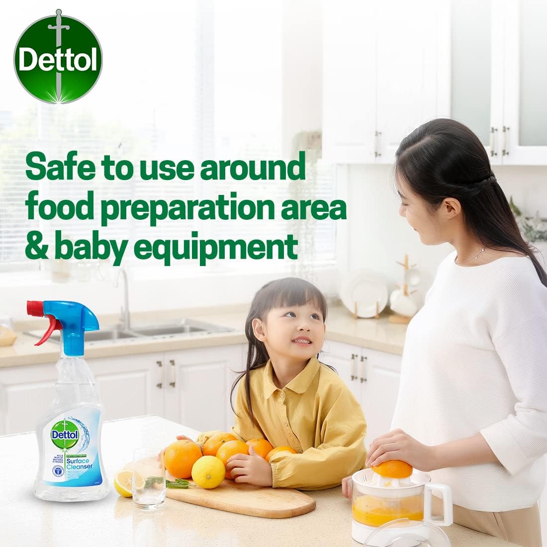 Dettol Anti-Bacterial Surface Cleanser Spray Clear 500ml | Non-Bleach | No Tain | No Odour | Household Disinfectant Cleaner