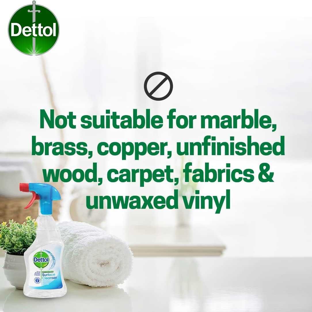 Dettol Anti-Bacterial Surface Cleanser Spray Clear 500ml | Non-Bleach | No Tain | No Odour | Household Disinfectant Cleaner