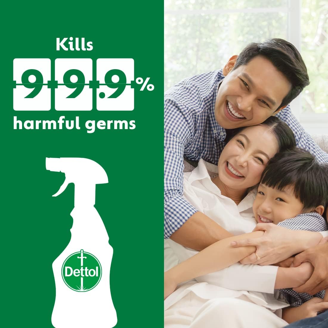 Dettol Anti-Bacterial Surface Cleanser Spray Clear 500ml | Non-Bleach | No Tain | No Odour | Household Disinfectant Cleaner
