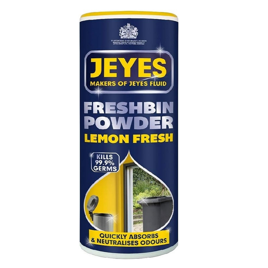 Jeyes Fluid Lemon Freshbin Powder 550g | Kills 99.9 Percent Germs | Quickly Absorbs and Neutralises Odours
